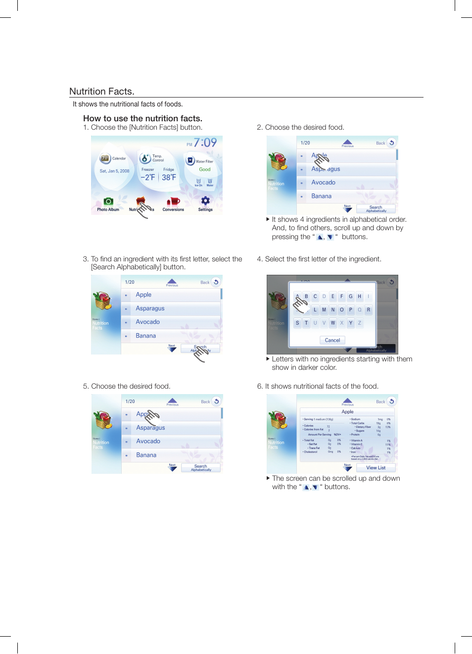 Nutrition facts | Samsung RFG299AARS-XAA User Manual | Page 19 / 25