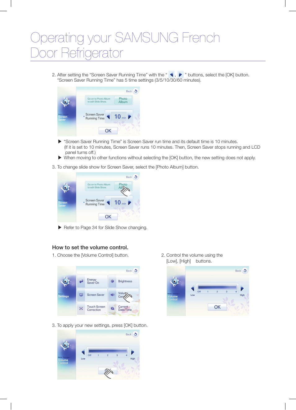 Operating your samsung french door refrigerator | Samsung RFG299AARS-XAA User Manual | Page 22 / 25