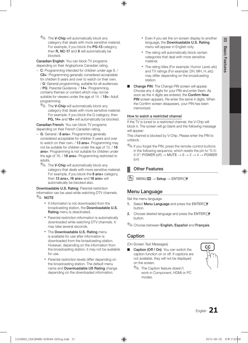 Samsung UN46C6900VFXZA User Manual | Page 21 / 60