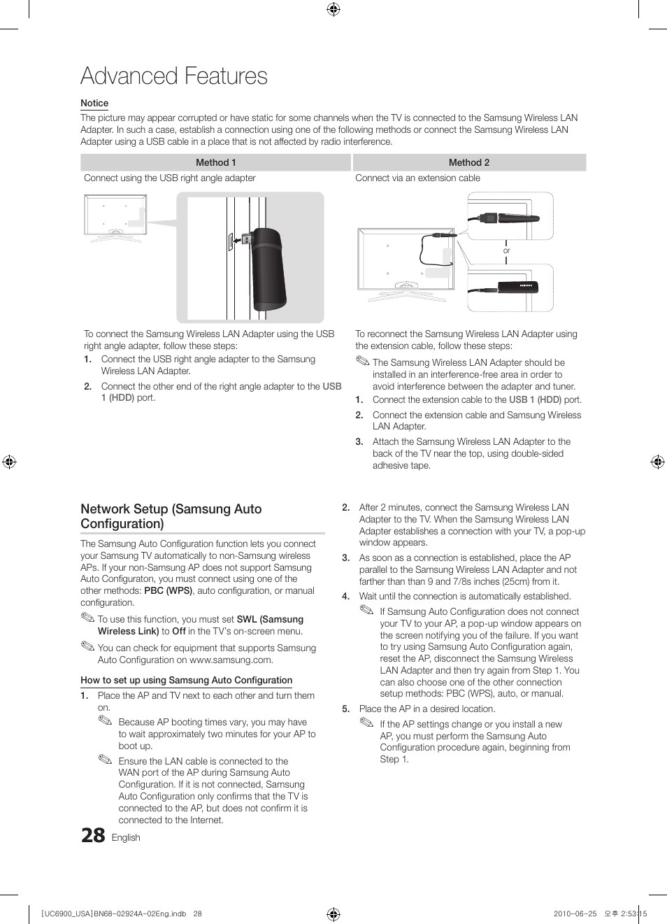 Advanced features | Samsung UN46C6900VFXZA User Manual | Page 28 / 60