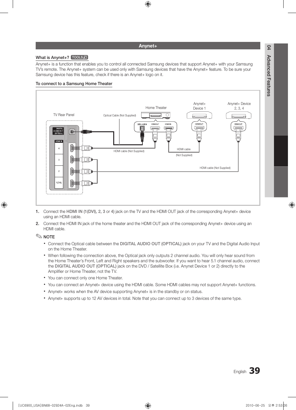 Anynet | Samsung UN46C6900VFXZA User Manual | Page 39 / 60