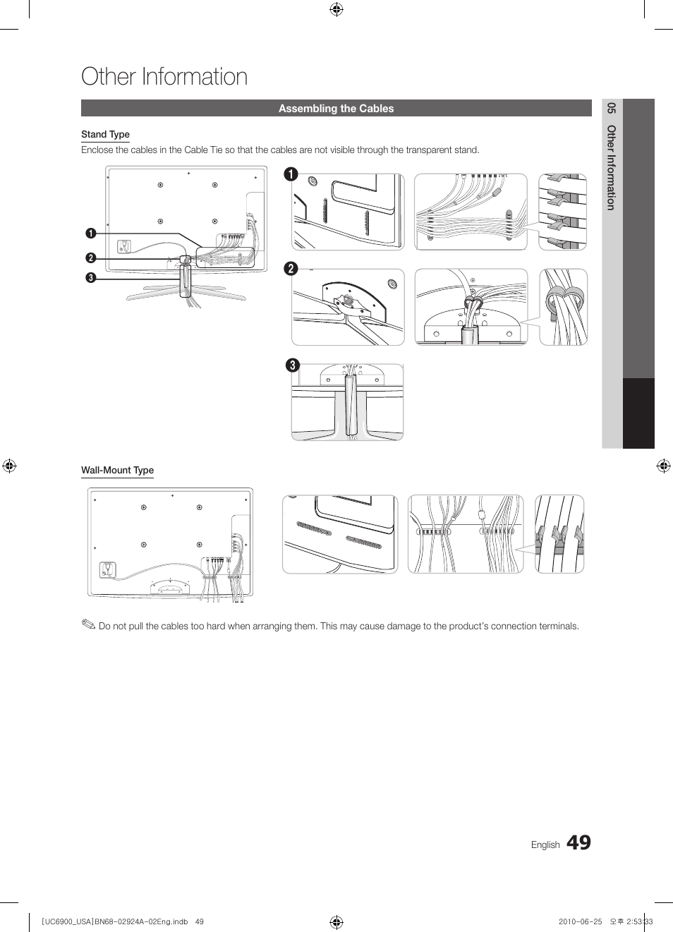 Other information, Assembling the cables | Samsung UN46C6900VFXZA User Manual | Page 49 / 60