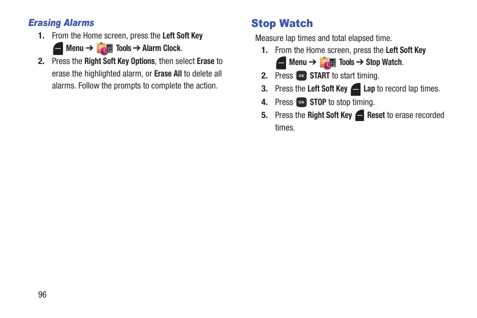 Stop watch | Samsung SCH-U365WSAVZW User Manual | Page 101 / 175