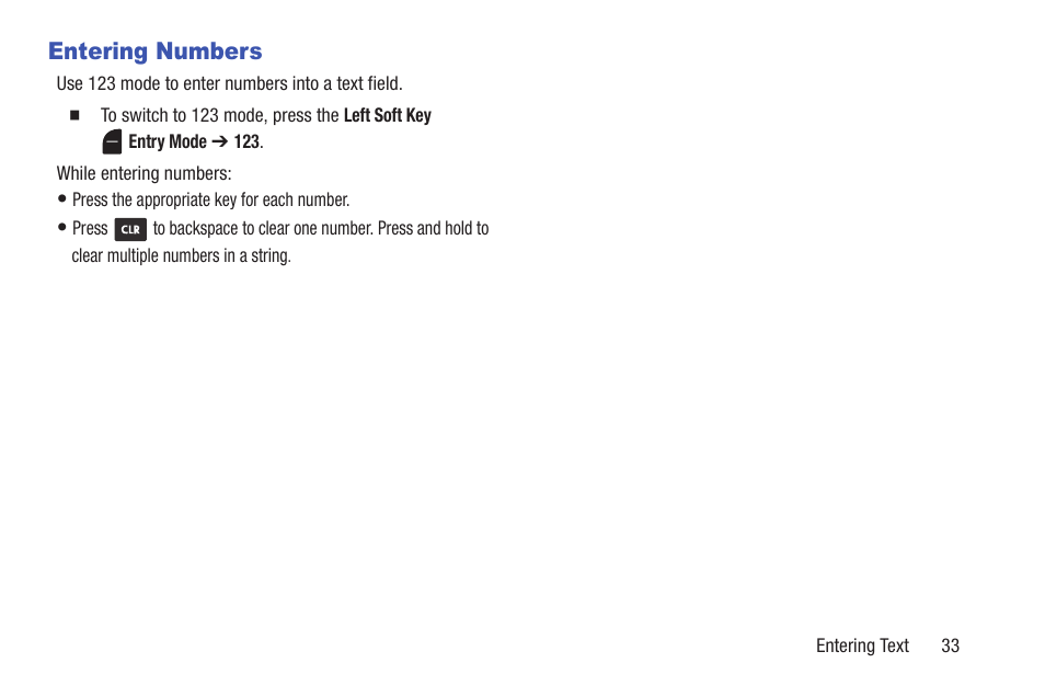 Entering numbers | Samsung SCH-U365WSAVZW User Manual | Page 38 / 175