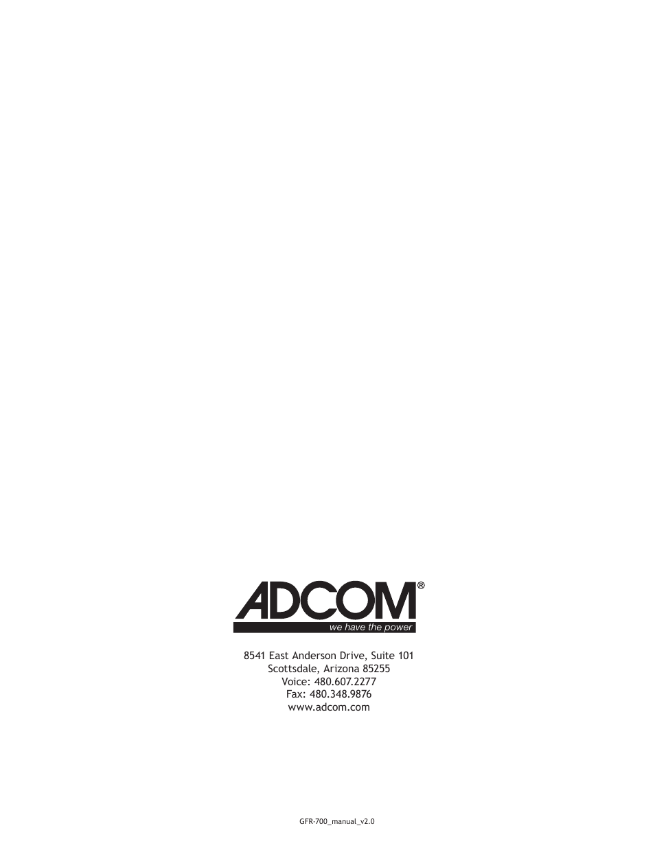 Adcom GFR-700 User Manual | Page 64 / 64