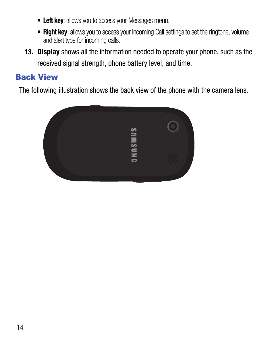 Back view | Samsung SGH-T340ZKATFN User Manual | Page 18 / 105