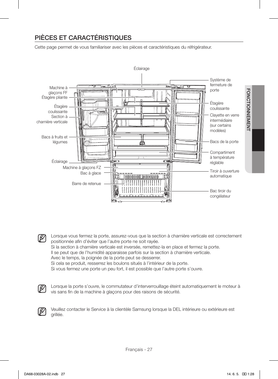 Pièces et caractéristiques | Samsung RF30HDEDTSR-AA User Manual | Page 111 / 124