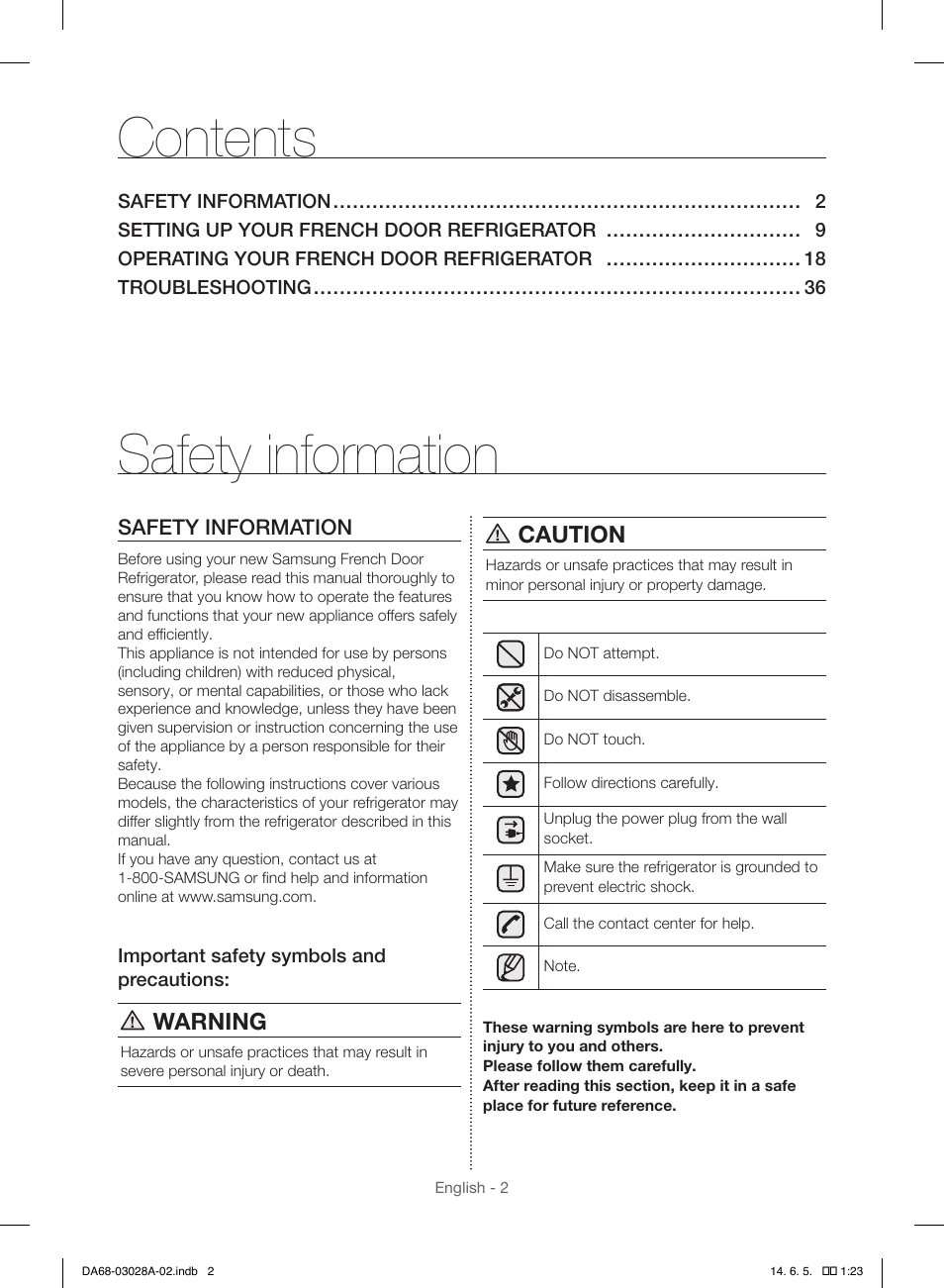 Samsung RF30HDEDTSR-AA User Manual | Page 2 / 124