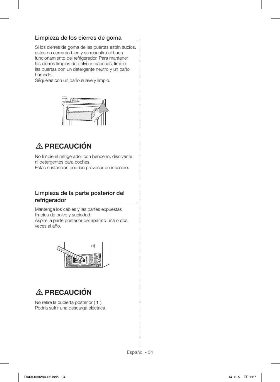 Precaución | Samsung RF30HDEDTSR-AA User Manual | Page 76 / 124