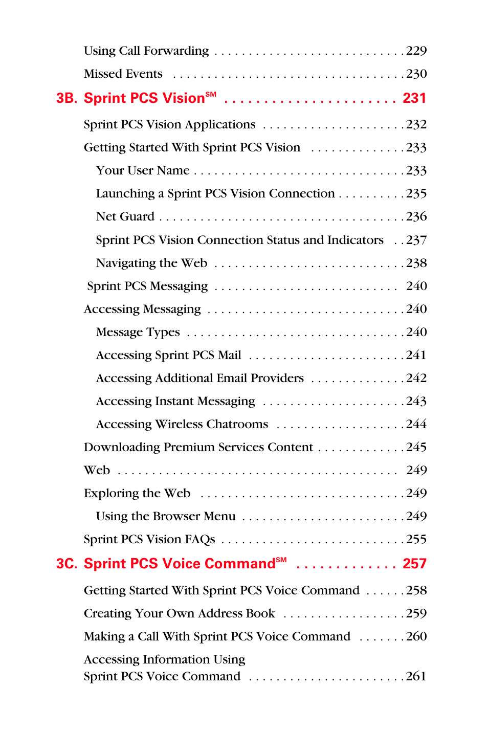3b. sprint pcs visionsm 231, 3c. sprint pcs voice commandsm 257 | Samsung SPH-A880TSSXAR User Manual | Page 10 / 298
