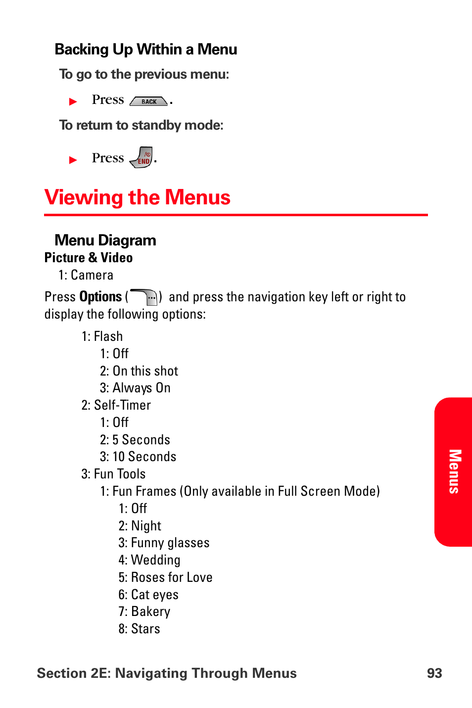 Viewing the menus, Menu s | Samsung SPH-A880TSSXAR User Manual | Page 107 / 298