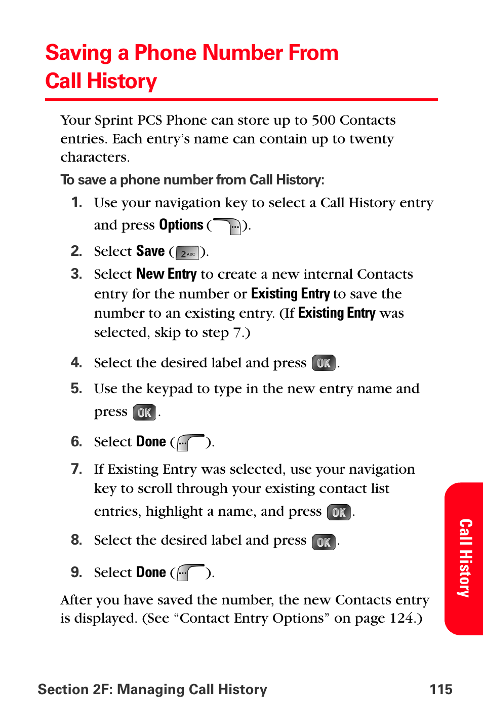 Saving a phone number from call history | Samsung SPH-A880TSSXAR User Manual | Page 129 / 298