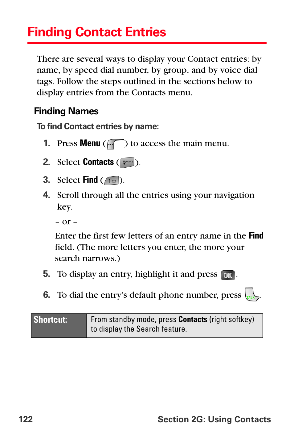 Finding contact entries | Samsung SPH-A880TSSXAR User Manual | Page 136 / 298