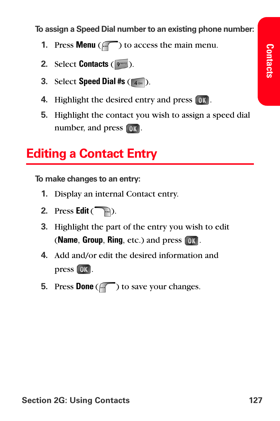 Editing a contact entry | Samsung SPH-A880TSSXAR User Manual | Page 141 / 298