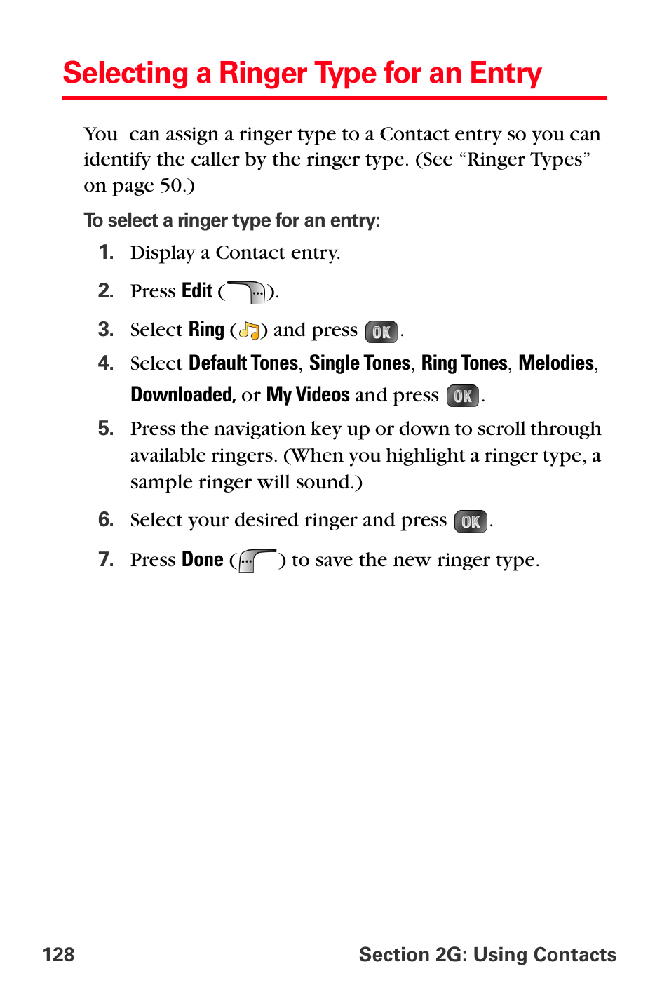 Selecting a ringer type for an entry | Samsung SPH-A880TSSXAR User Manual | Page 142 / 298