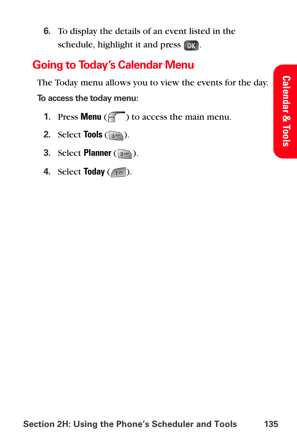 Going to today’s calendar menu | Samsung SPH-A880TSSXAR User Manual | Page 149 / 298