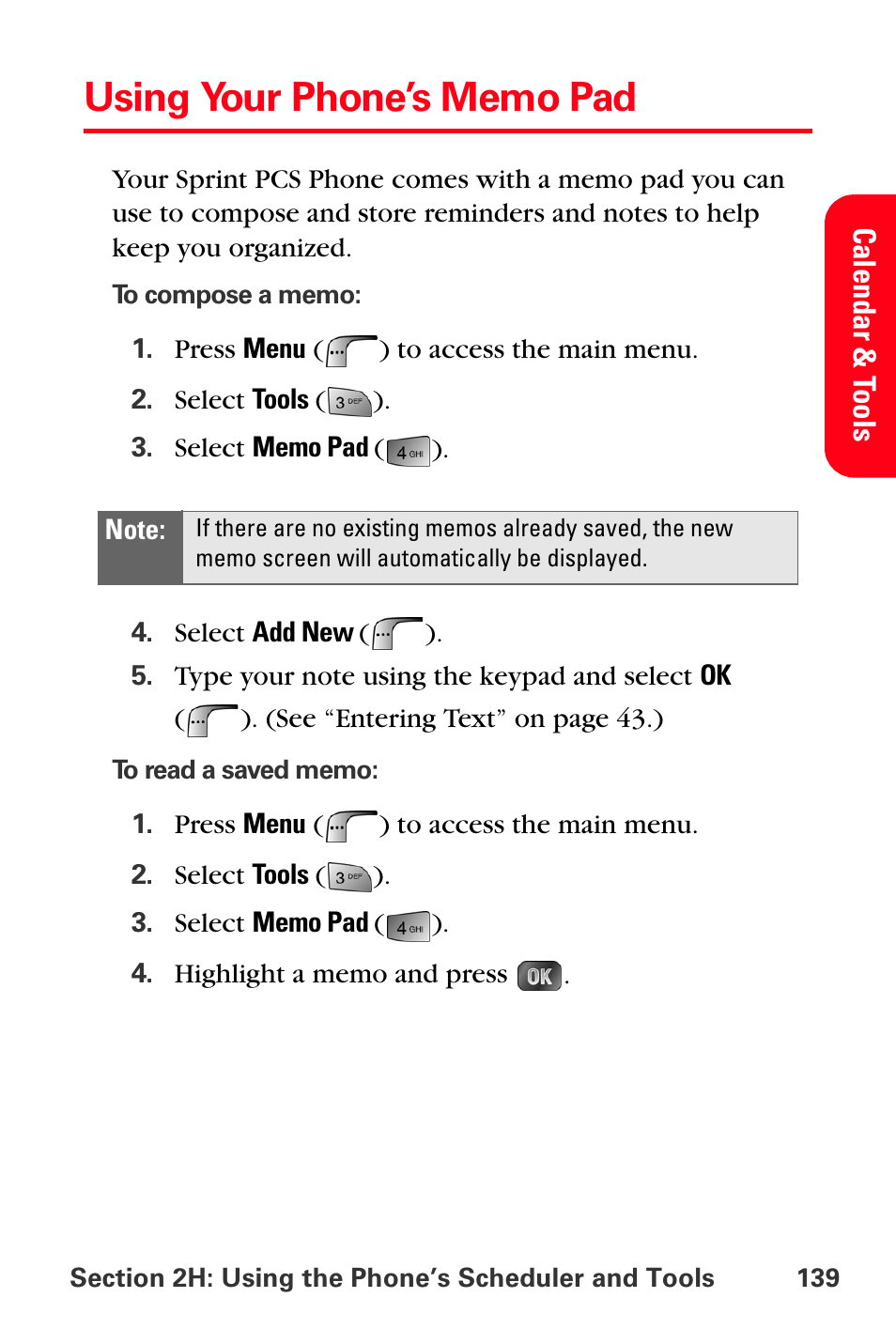 Using your phone’s memo pad | Samsung SPH-A880TSSXAR User Manual | Page 153 / 298