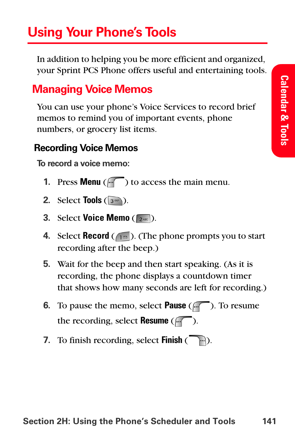 Using your phone’s tools, Managing voice memos | Samsung SPH-A880TSSXAR User Manual | Page 155 / 298