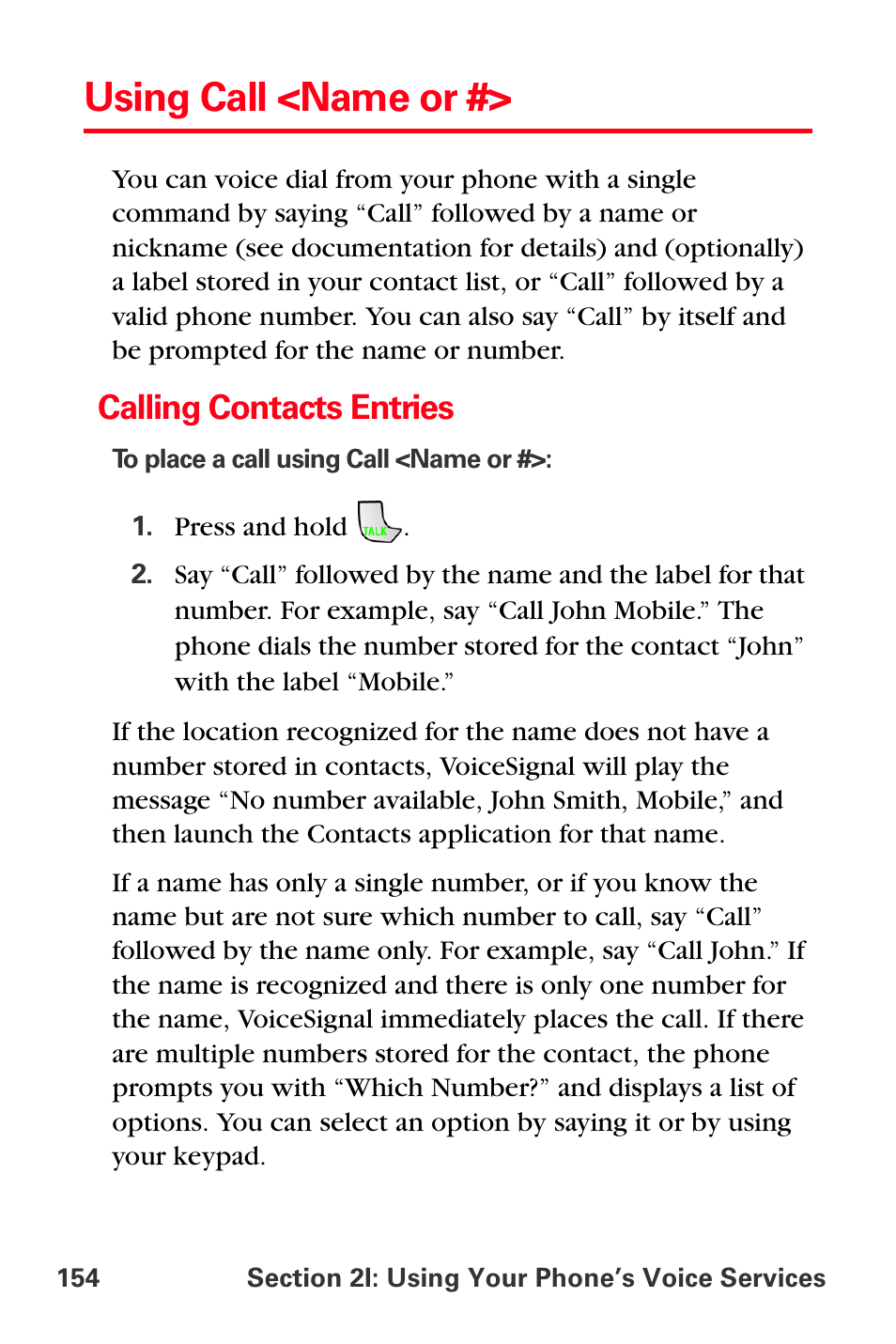 Using call <name or, Calling contacts entries | Samsung SPH-A880TSSXAR User Manual | Page 168 / 298