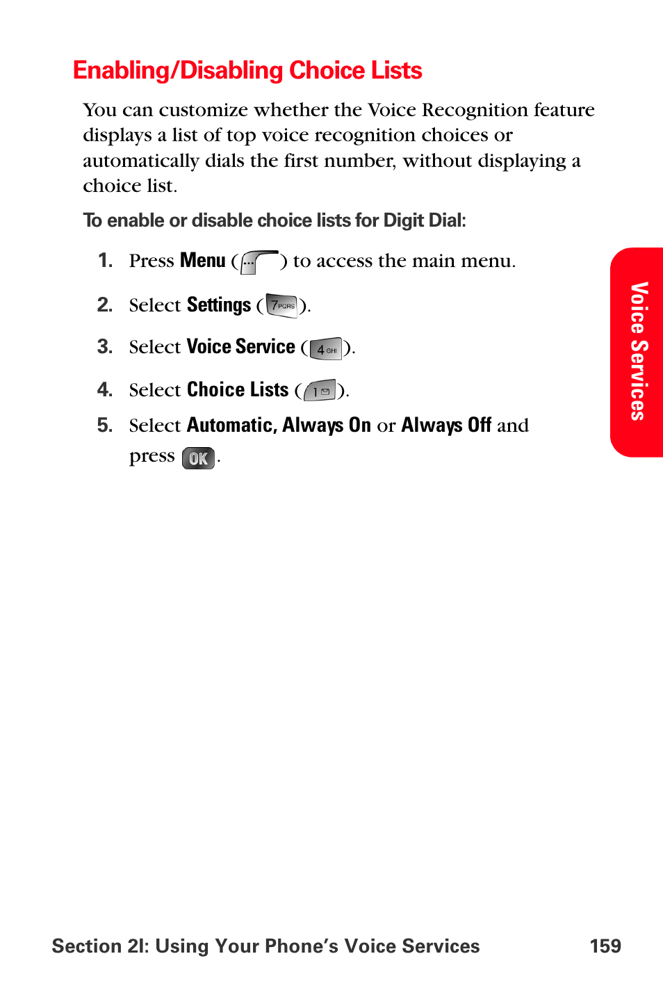 Enabling/disabling choice lists | Samsung SPH-A880TSSXAR User Manual | Page 173 / 298