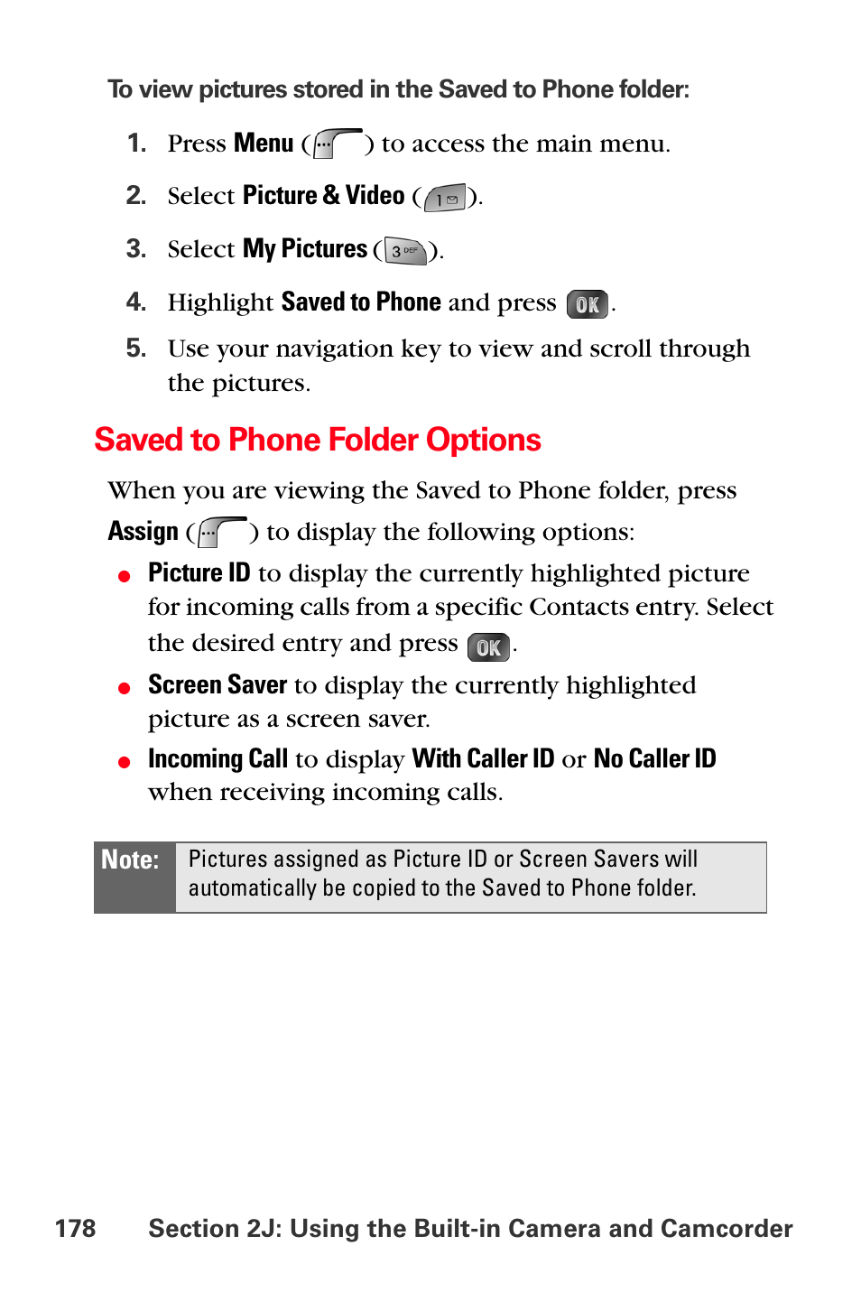 Saved to phone folder options | Samsung SPH-A880TSSXAR User Manual | Page 192 / 298