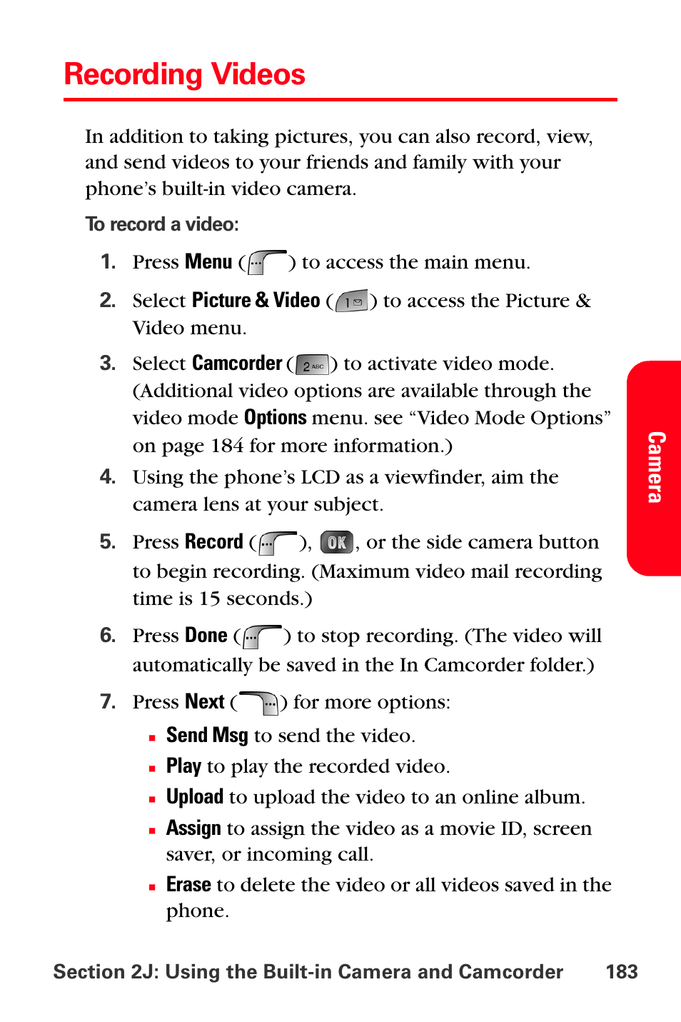 Recording videos | Samsung SPH-A880TSSXAR User Manual | Page 197 / 298