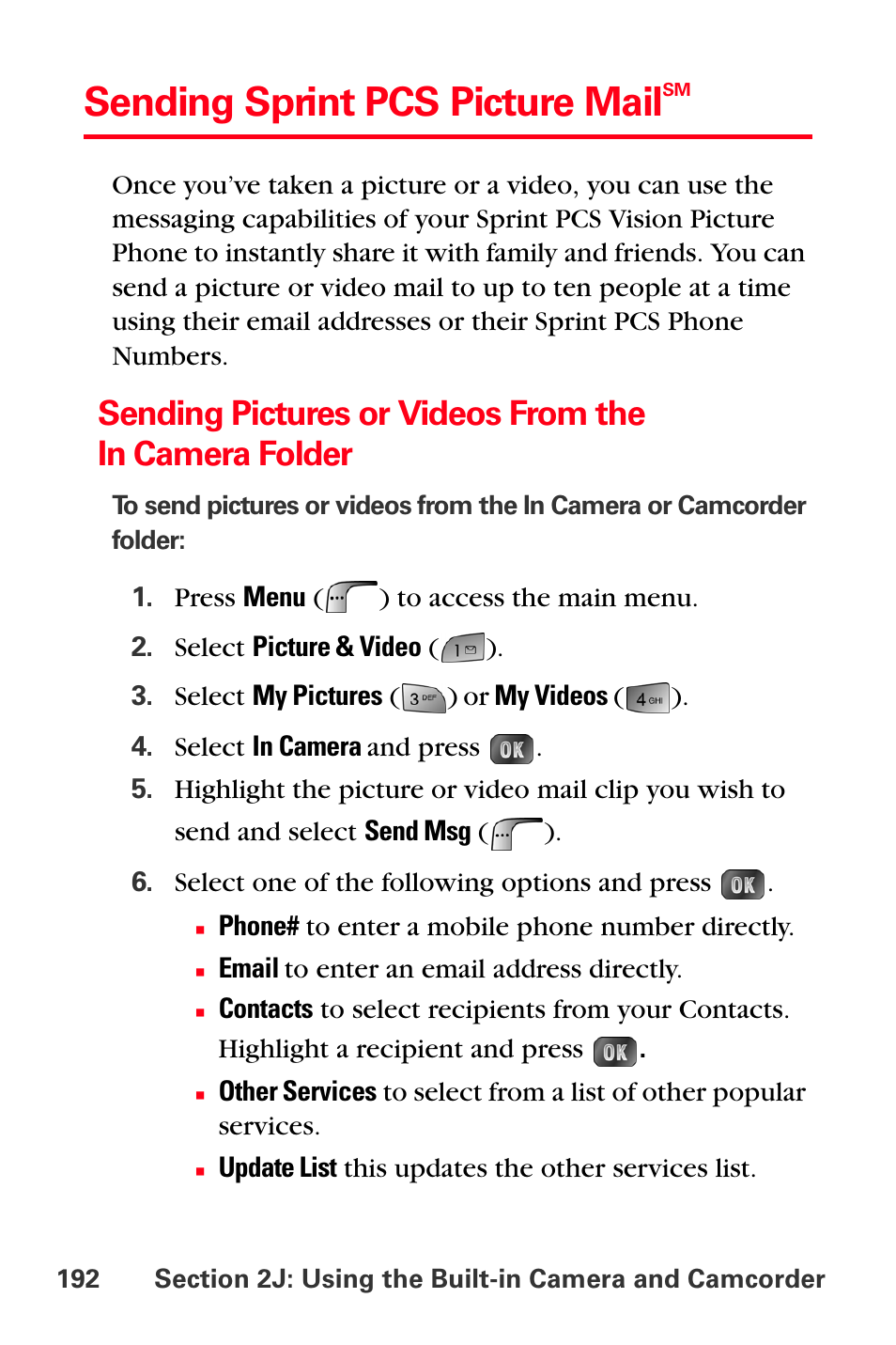 Sending sprint pcs picture mailsm, Sending sprint pcs picture mail | Samsung SPH-A880TSSXAR User Manual | Page 206 / 298