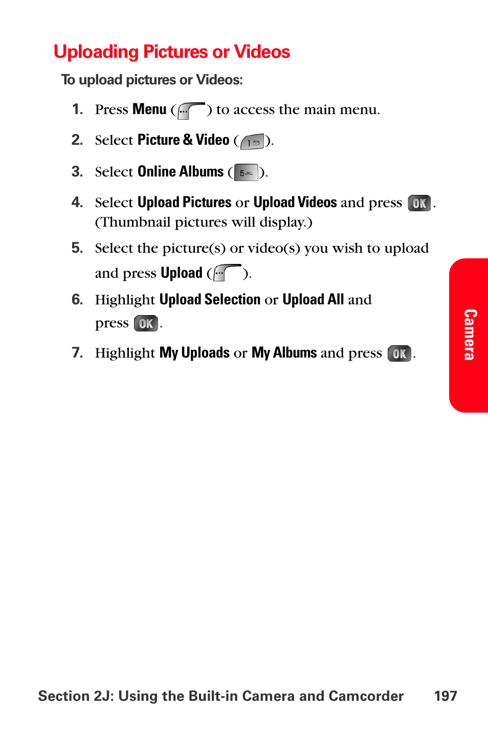 Uploading pictures or videos | Samsung SPH-A880TSSXAR User Manual | Page 211 / 298