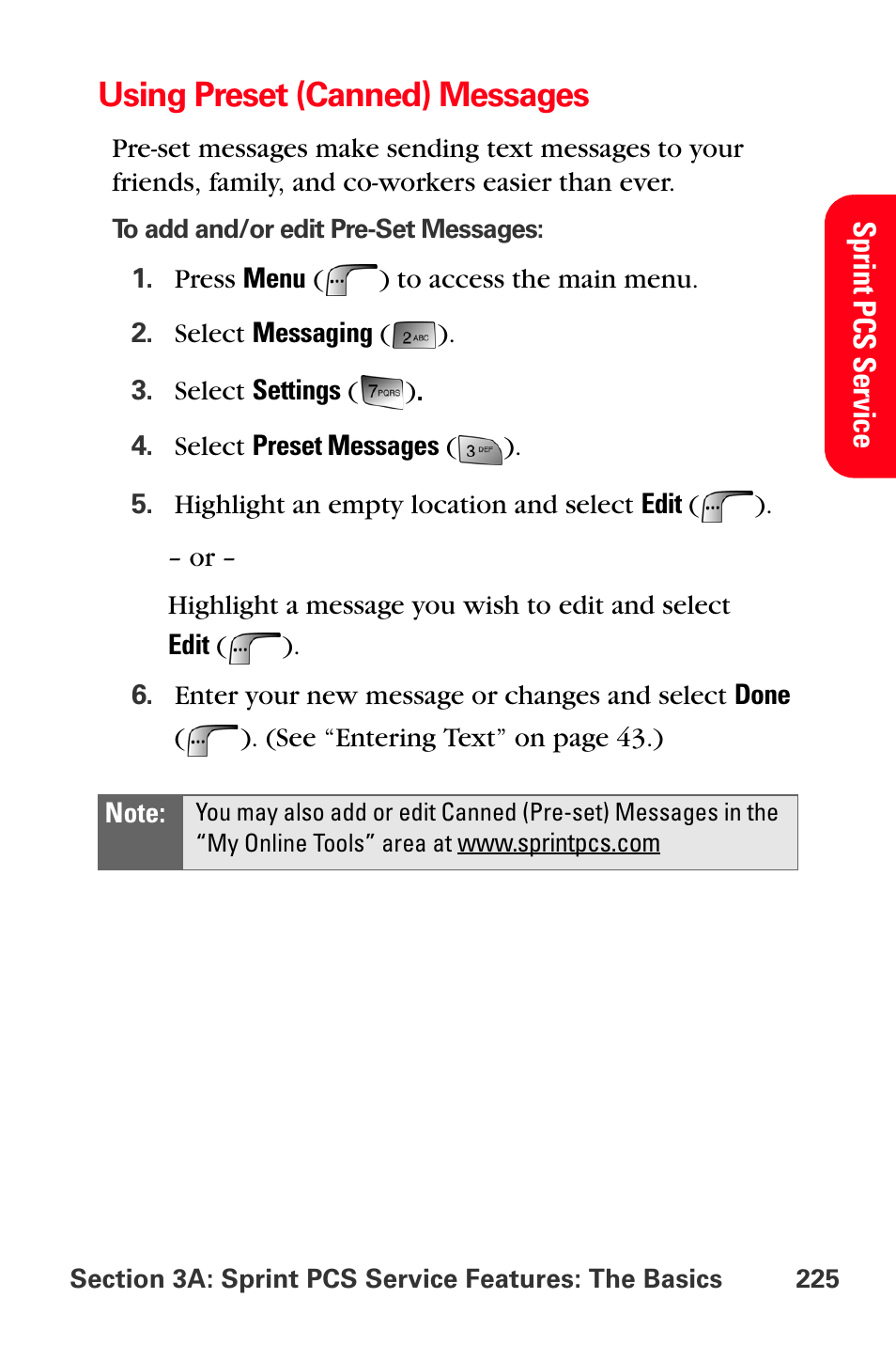 Using preset (canned) messages | Samsung SPH-A880TSSXAR User Manual | Page 239 / 298