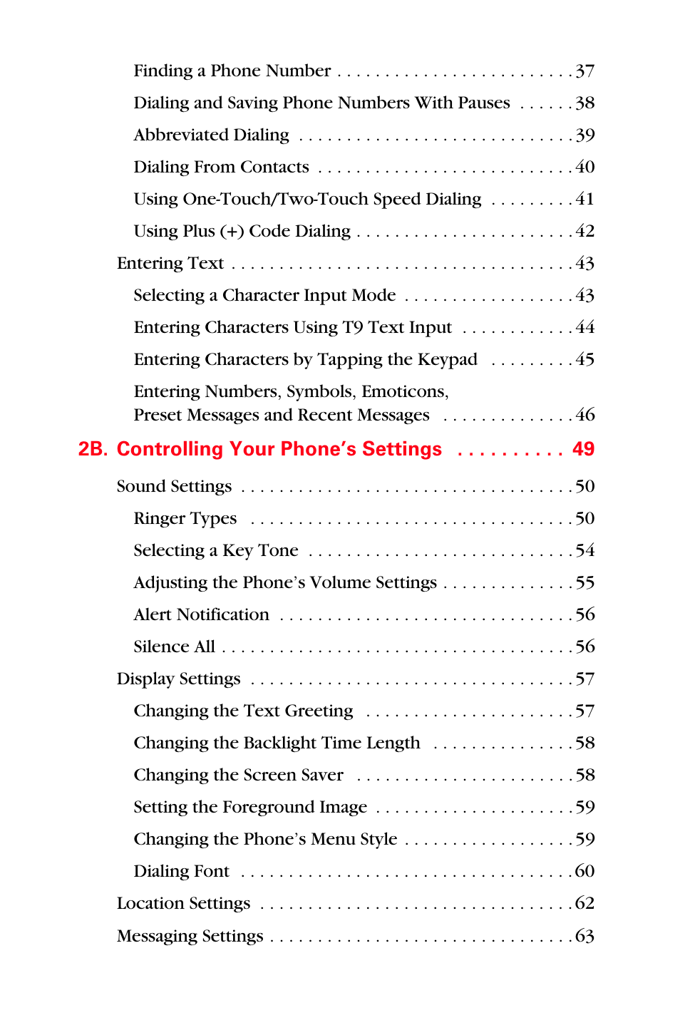 2b. controlling your phone’s settings 49 | Samsung SPH-A880TSSXAR User Manual | Page 4 / 298