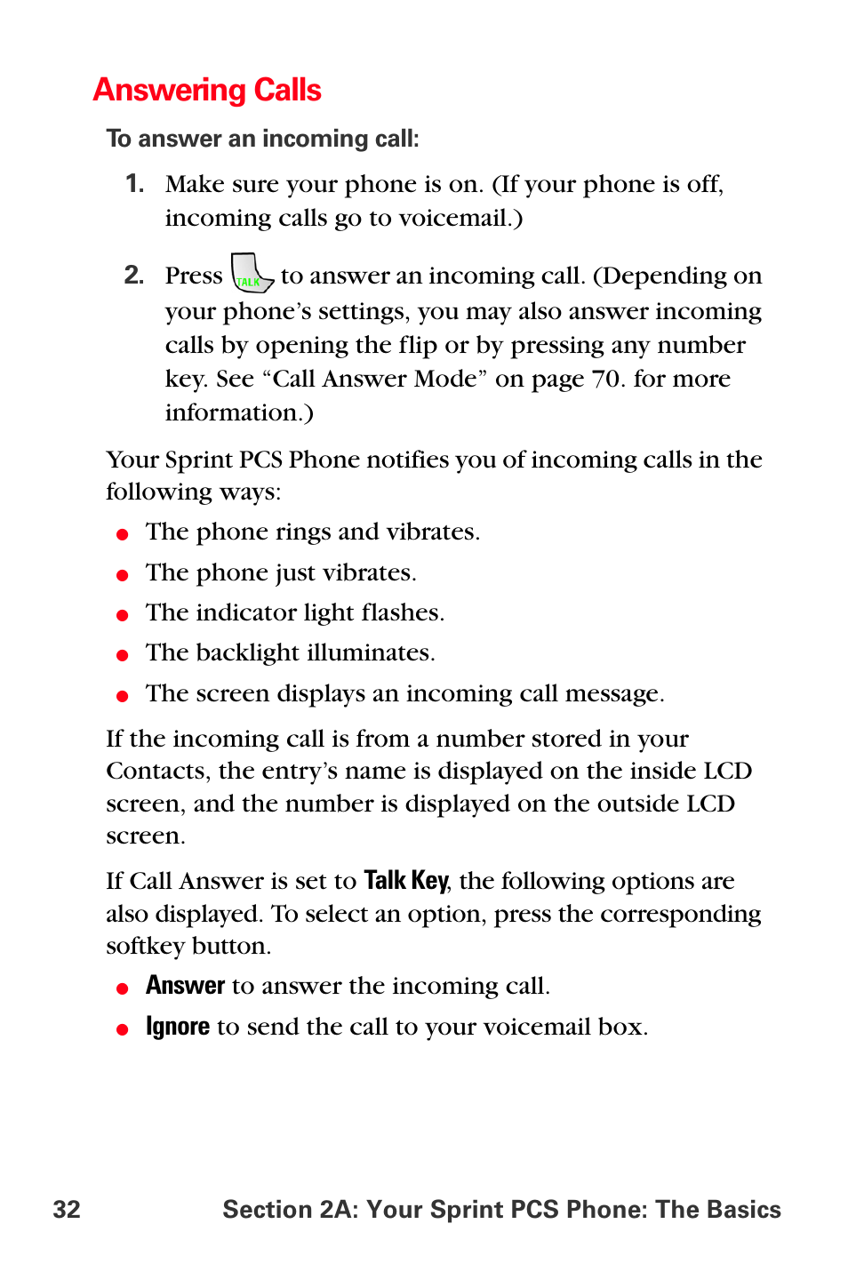 Answering calls | Samsung SPH-A880TSSXAR User Manual | Page 46 / 298