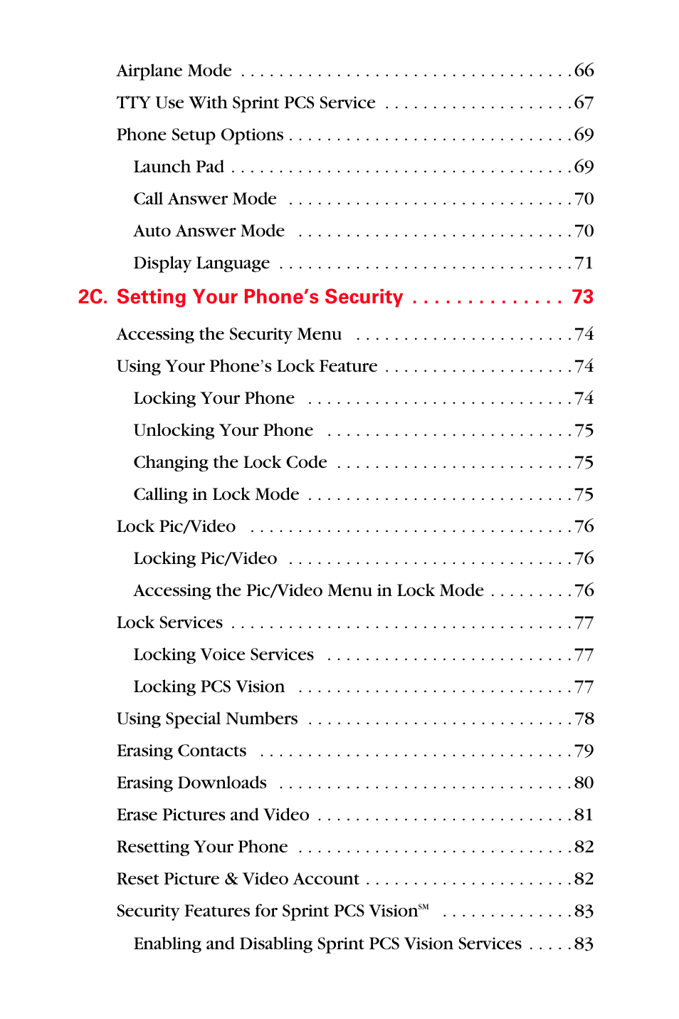 2c. setting your phone’s security 73 | Samsung SPH-A880TSSXAR User Manual | Page 5 / 298