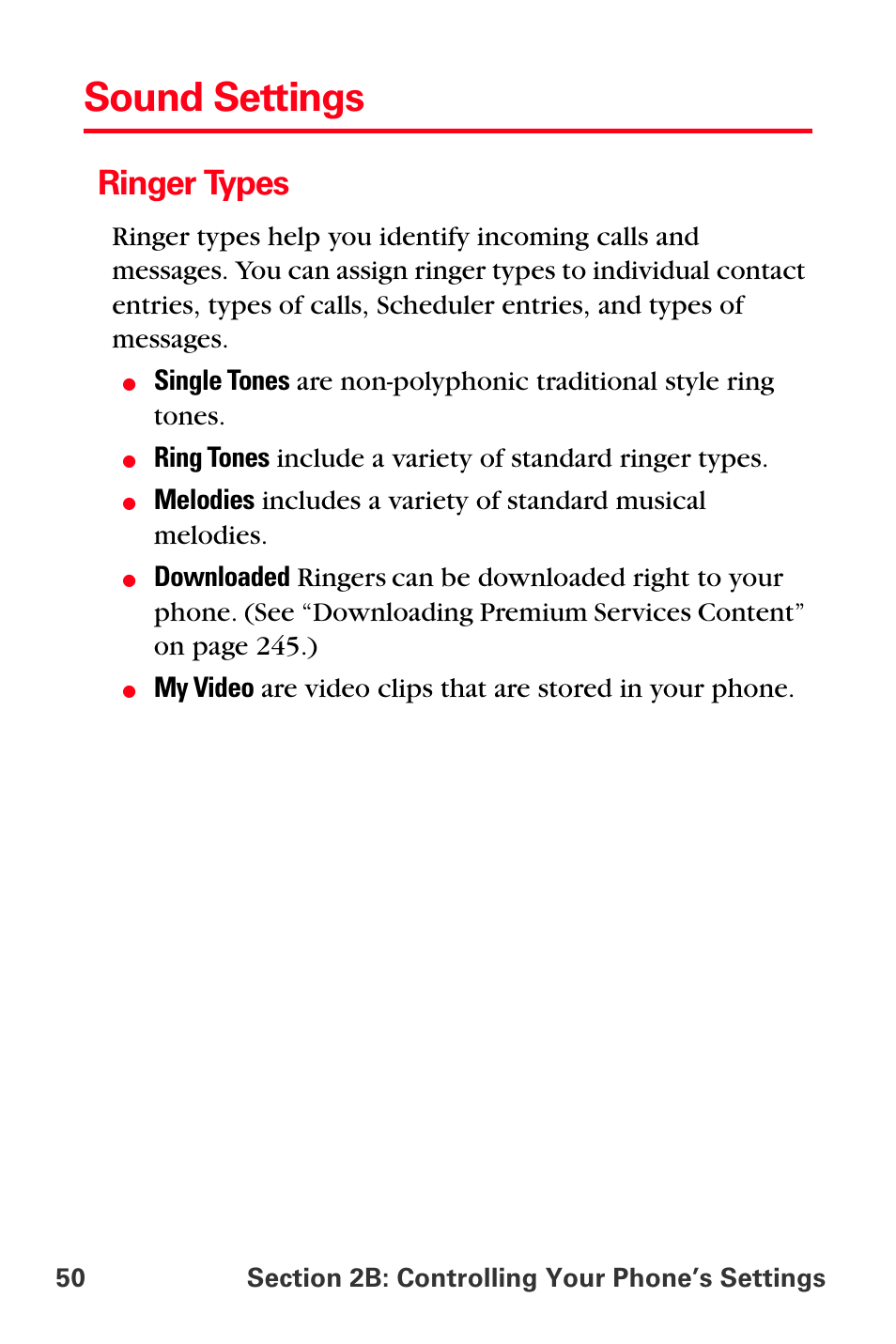 Sound settings, Ringer types | Samsung SPH-A880TSSXAR User Manual | Page 64 / 298