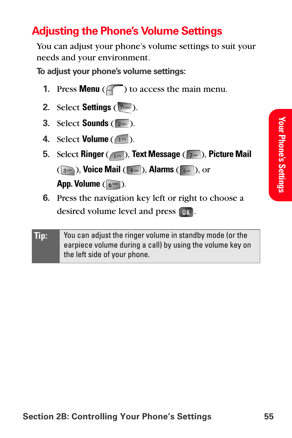 Adjusting the phone’s volume settings | Samsung SPH-A880TSSXAR User Manual | Page 69 / 298