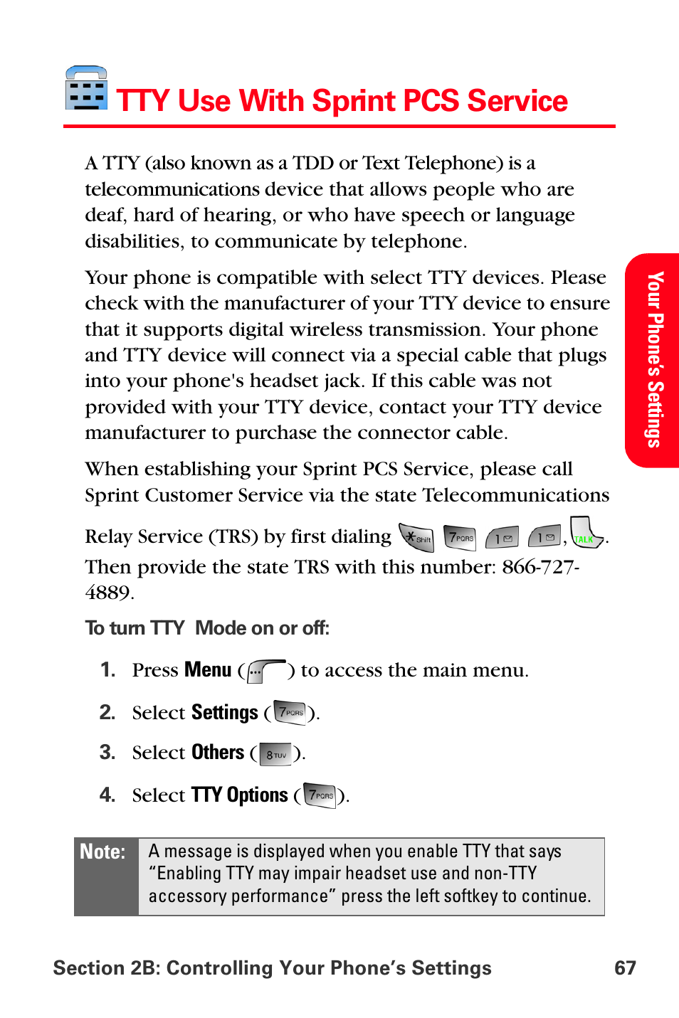 Tty use with sprint pcs service | Samsung SPH-A880TSSXAR User Manual | Page 81 / 298