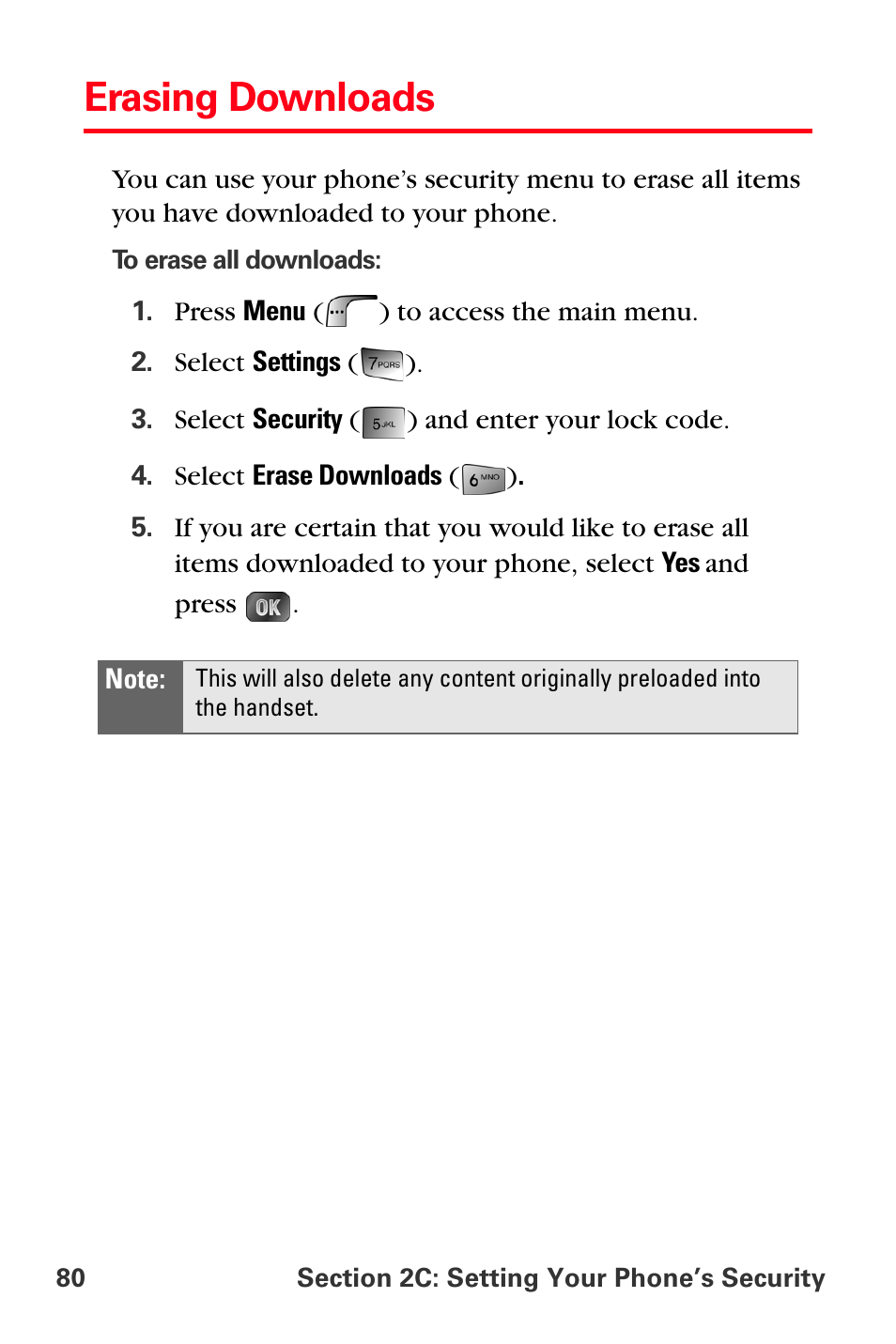 Erasing downloads | Samsung SPH-A880TSSXAR User Manual | Page 94 / 298