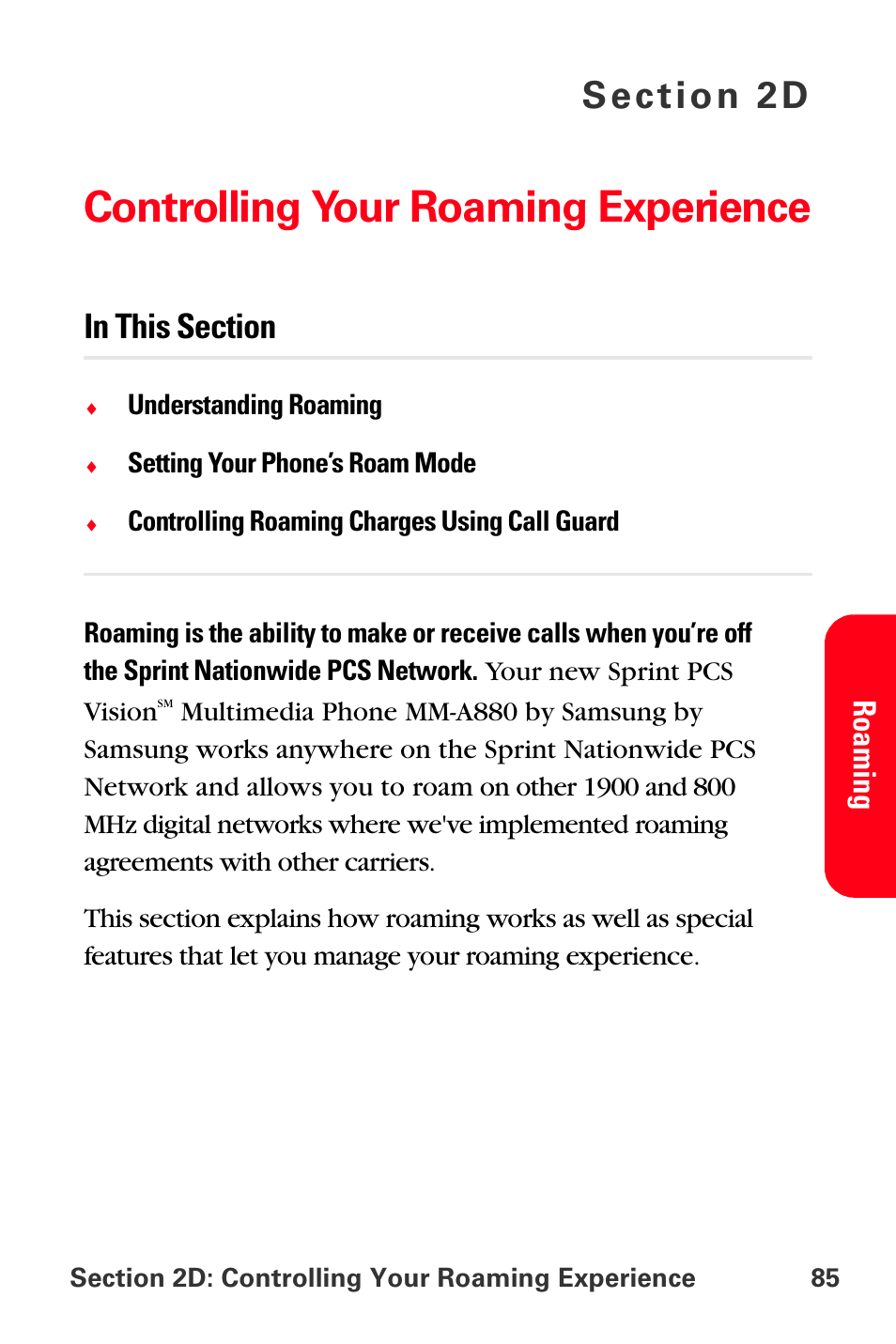 Controlling your roaming experience, 2d. controlling your roaming experience | Samsung SPH-A880TSSXAR User Manual | Page 99 / 298