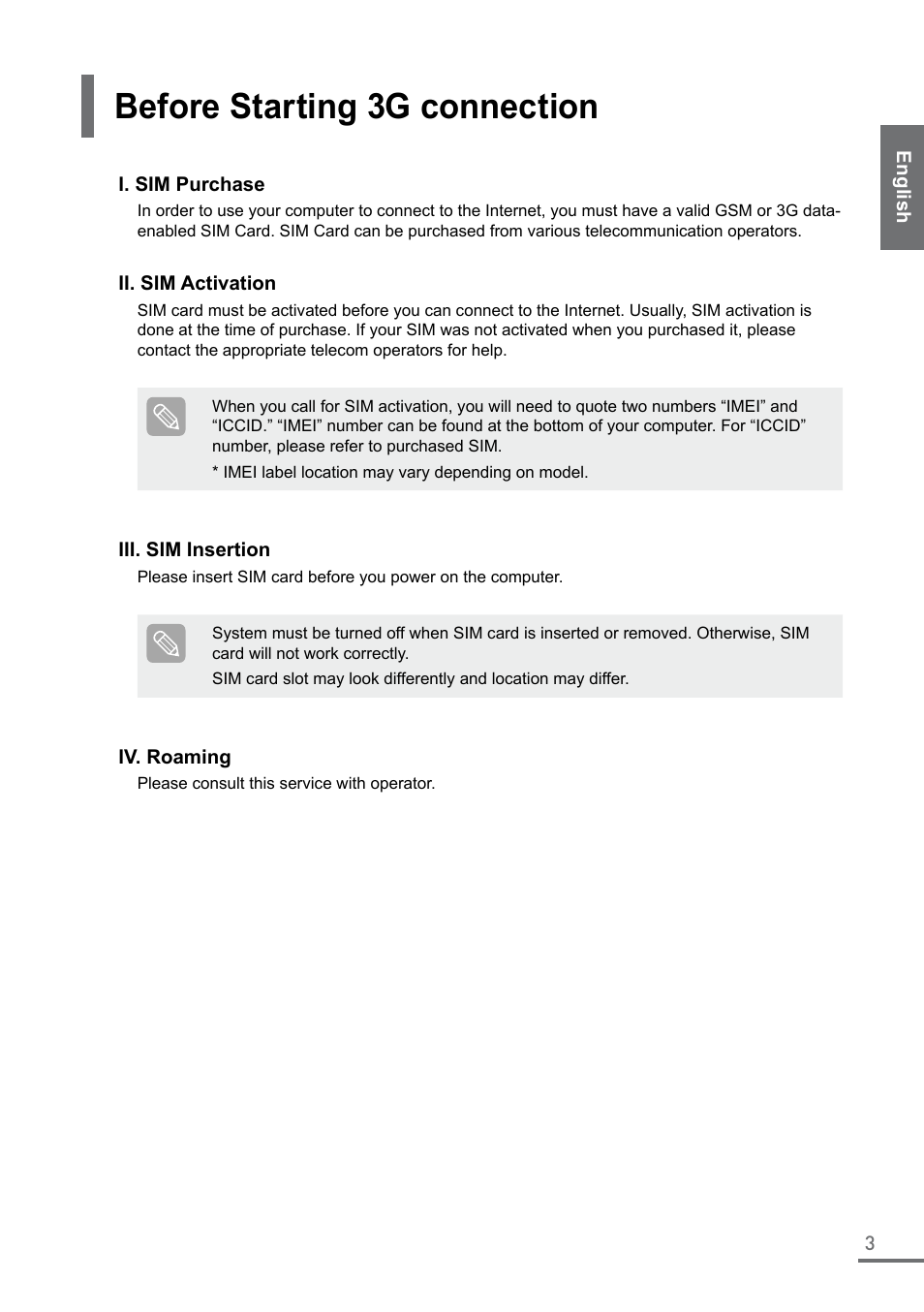 Before starting 3g connection | Samsung XE550C22-A01US User Manual | Page 3 / 87