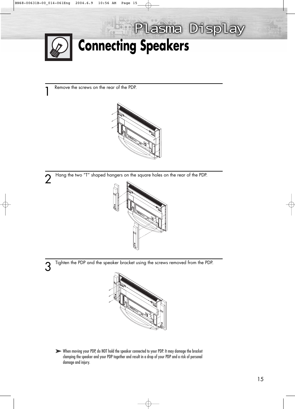 Connecting speakers | Samsung SPP4231KX-XAA User Manual | Page 15 / 104