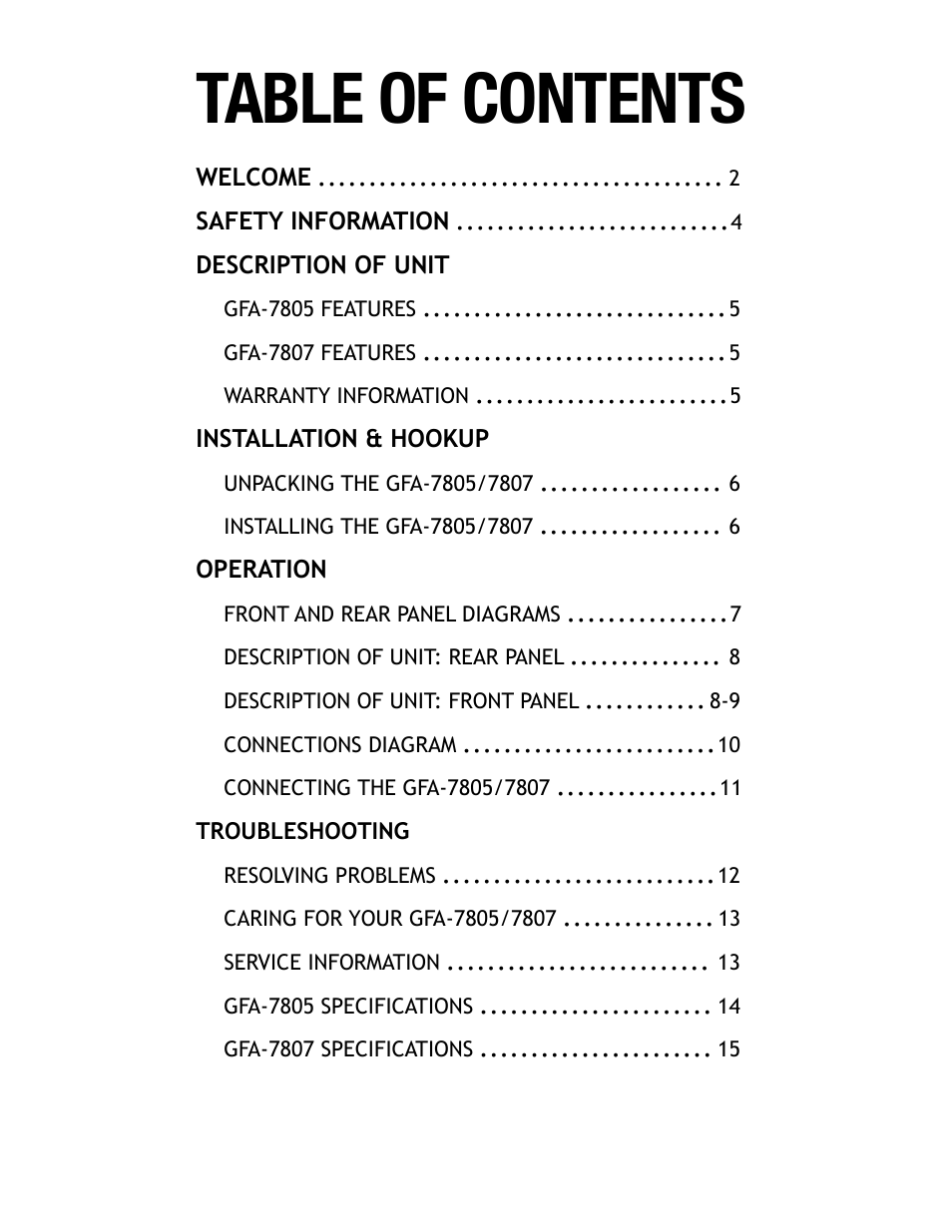 Adcom GFA7807 User Manual | Page 3 / 16
