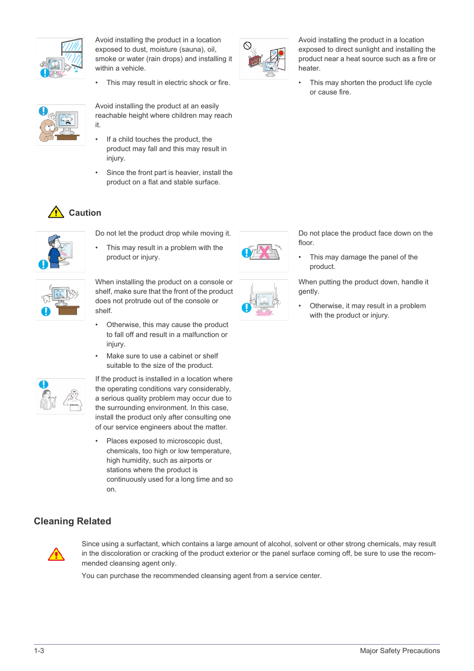 Cleaning related | Samsung LS23PUZKFVUZA User Manual | Page 8 / 81