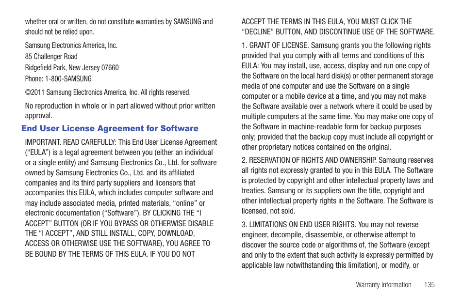 End user license agreement for software | Samsung GT-P1010CWAXAR User Manual | Page 139 / 147