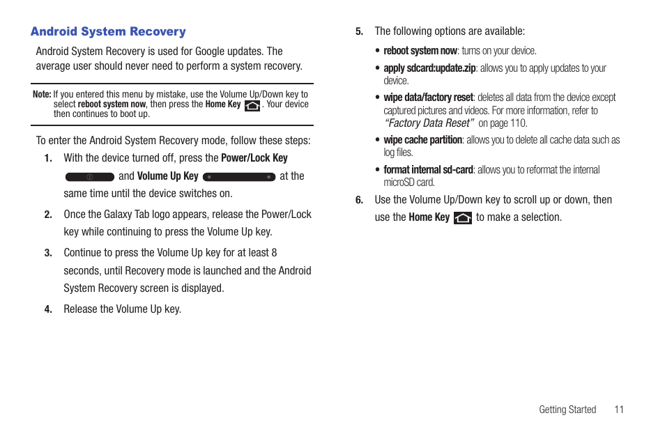 Android system recovery | Samsung GT-P1010CWAXAR User Manual | Page 15 / 147
