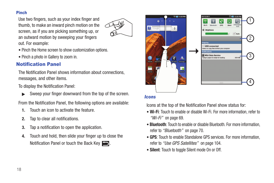 Notification panel | Samsung GT-P1010CWAXAR User Manual | Page 22 / 147