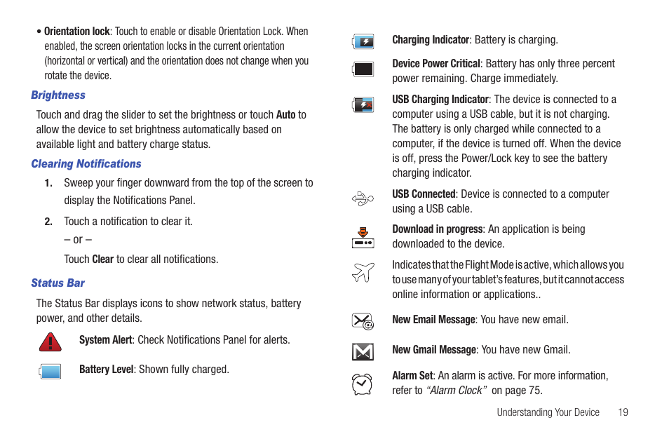 R a list of icons, see | Samsung GT-P1010CWAXAR User Manual | Page 23 / 147