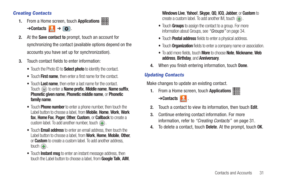 Samsung GT-P1010CWAXAR User Manual | Page 35 / 147