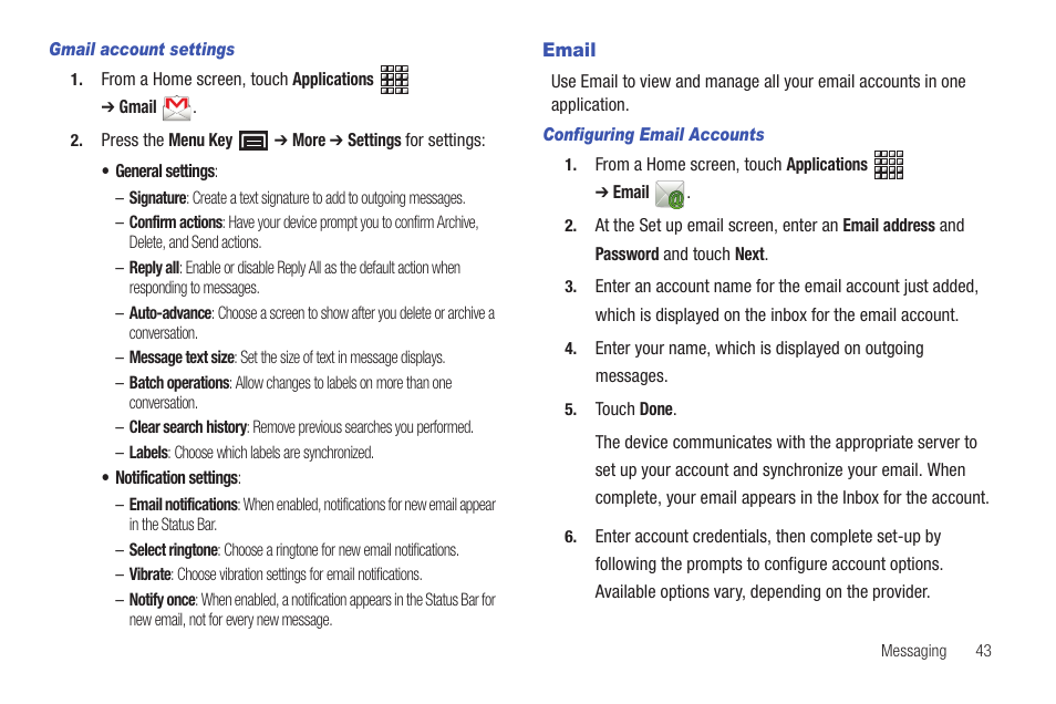 Email | Samsung GT-P1010CWAXAR User Manual | Page 47 / 147