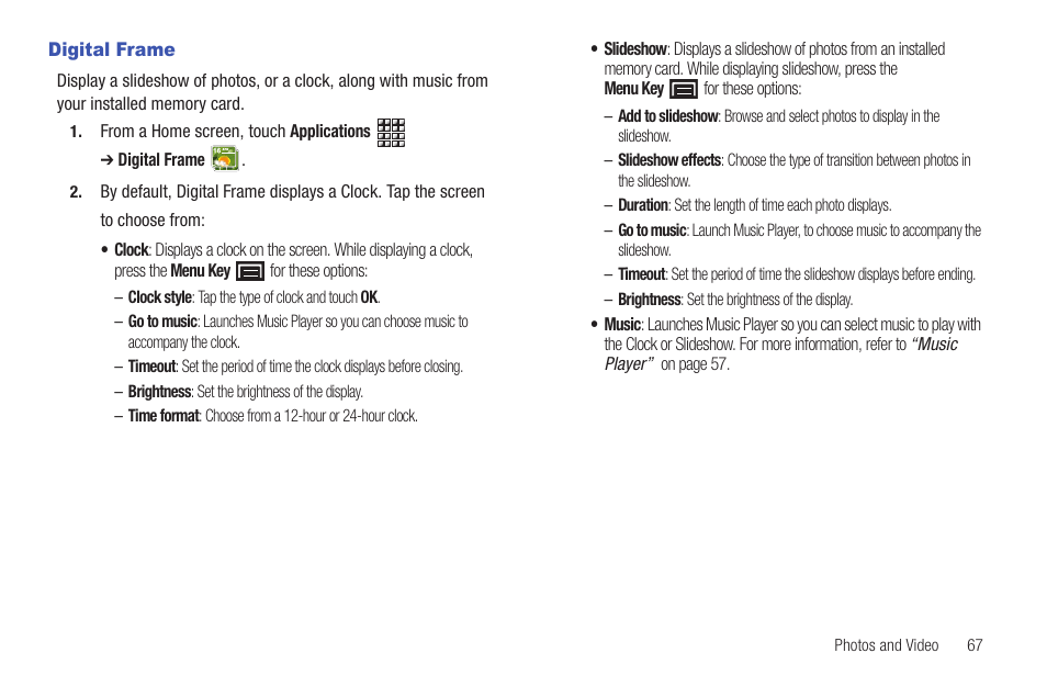 Digital frame | Samsung GT-P1010CWAXAR User Manual | Page 71 / 147
