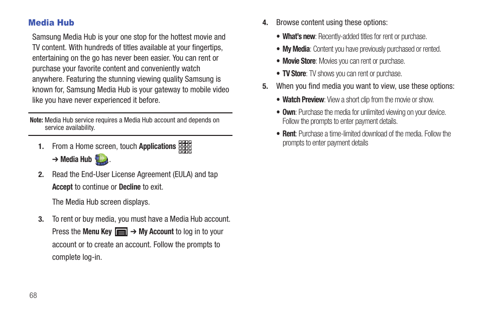 Media hub | Samsung GT-P1010CWAXAR User Manual | Page 72 / 147