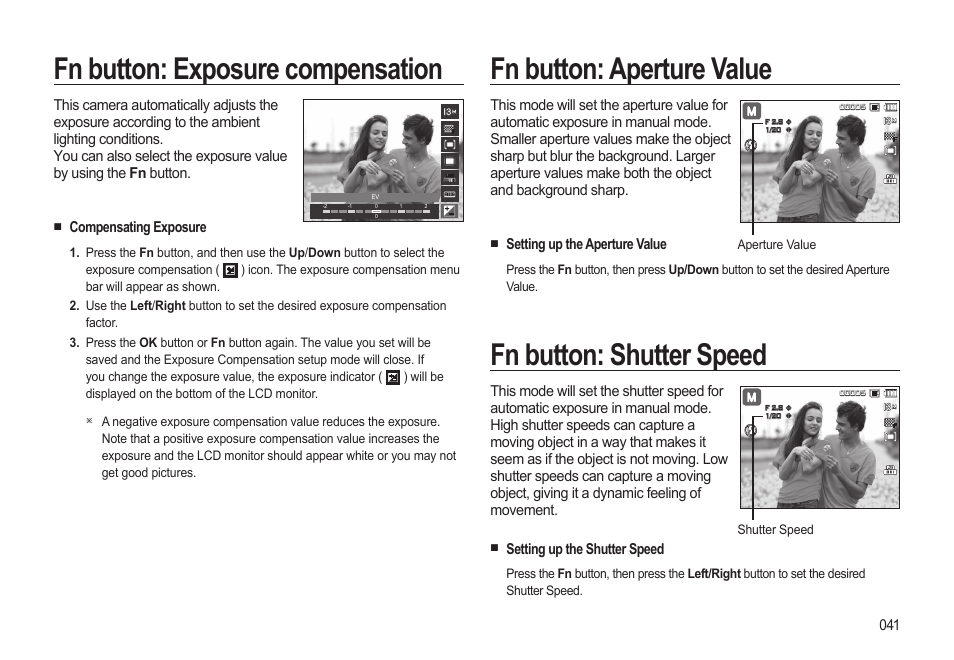 Fn button: shutter speed | Samsung EC-SL310BBA-US User Manual | Page 42 / 108